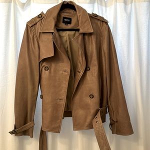 Taupe Leather Moto Jacket